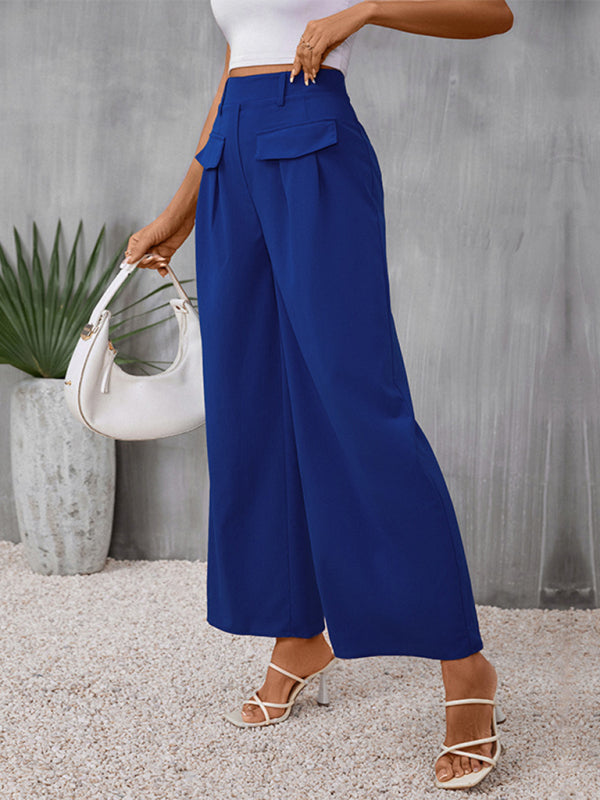 New slim fit blue wide-leg trousers