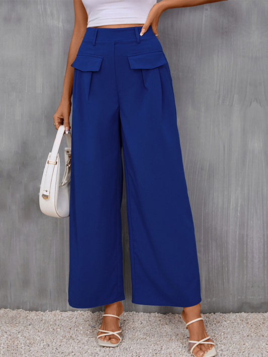 New slim fit blue wide-leg trousers