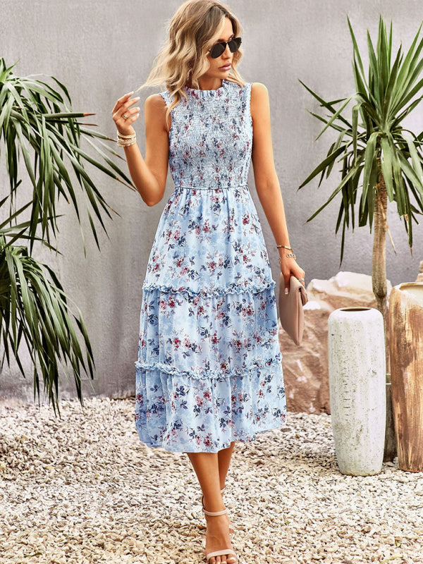 New women's printed A-line skirt sundress