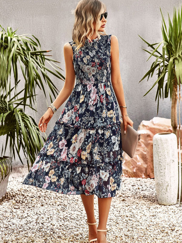 New women's printed A-line skirt sundress