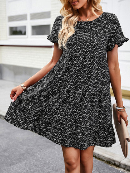 Relaxed Loose Resort Print Layered Dress