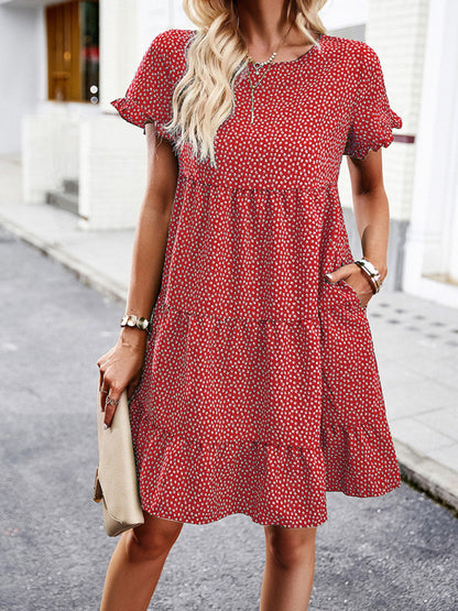 Relaxed Loose Resort Print Layered Dress