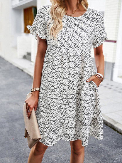 Relaxed Loose Resort Print Layered Dress