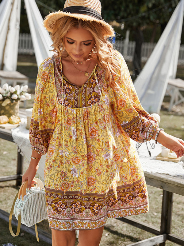 Bohemian Orientation Print Resort Style Ladies Dress