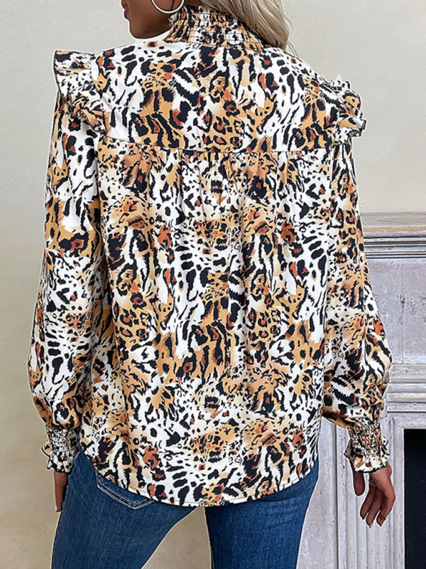 New fashion women's leopard print long-sleeved shirt