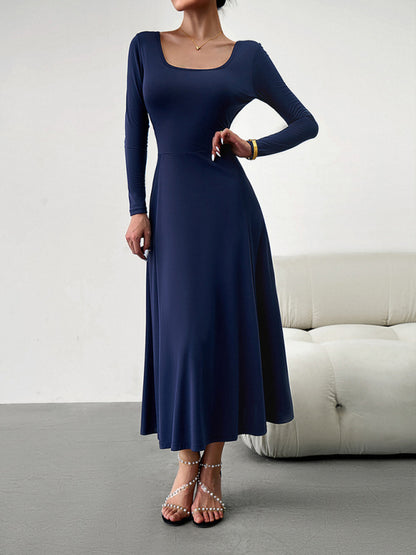 Women's Fashion Casual Elegant Waisted Long Sleeve Dress