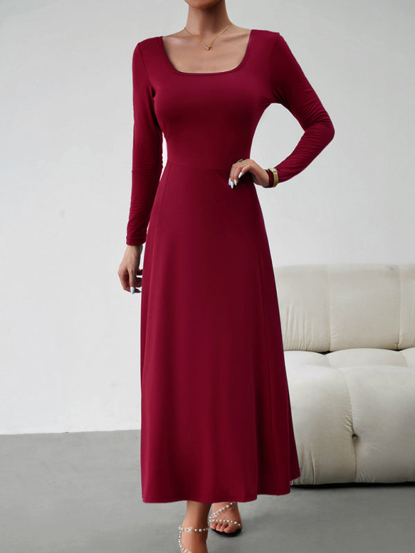 Women's Fashion Casual Elegant Waisted Long Sleeve Dress