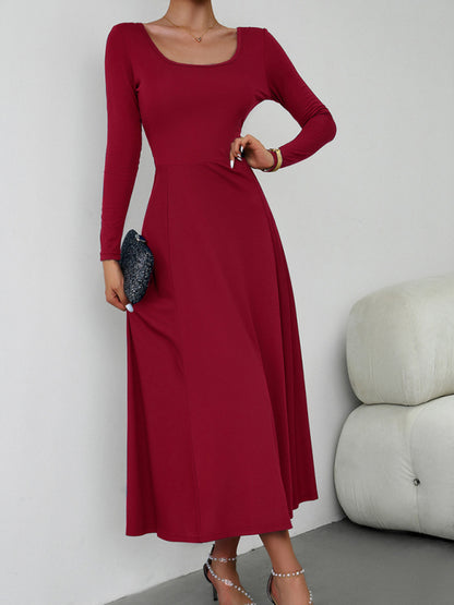 Women's Fashion Casual Elegant Waisted Long Sleeve Dress