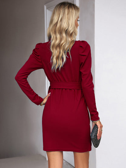 New women's temperament elegant long-sleeved waist skirt dress