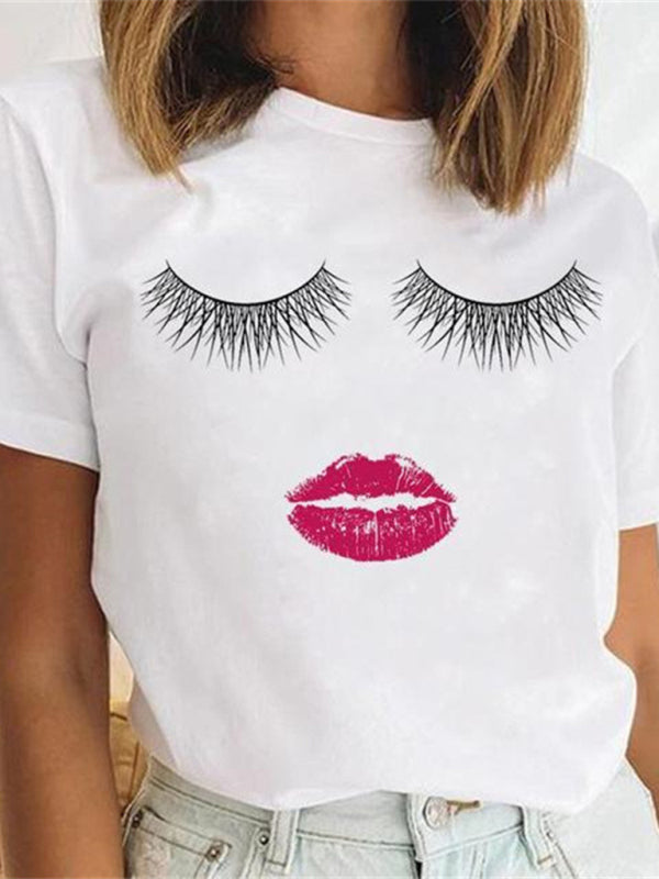 Women's Leopard Print Lip Graphic Tee