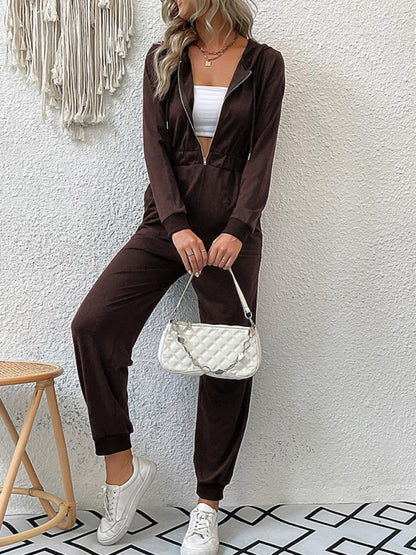 New women's solid color workwear casual jumpsuit