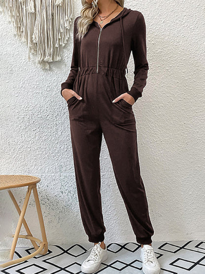 New women's solid color workwear casual jumpsuit