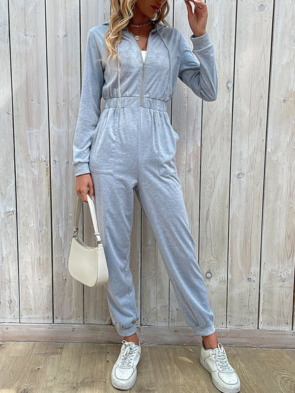 New women's solid color workwear casual jumpsuit