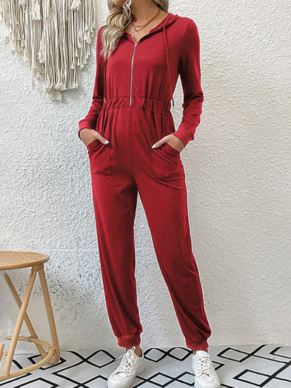 New women's solid color workwear casual jumpsuit