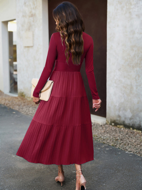 Women's Autumn Long Dress Temperament Commuting V-neck Long-sleeve Temperament Elegant Dress