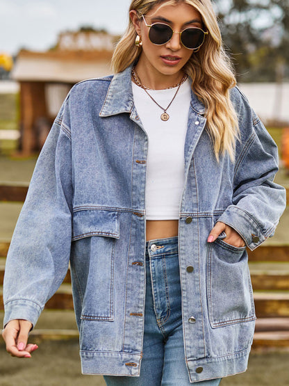 New all-match slim retro classic loose denim casual jacket top