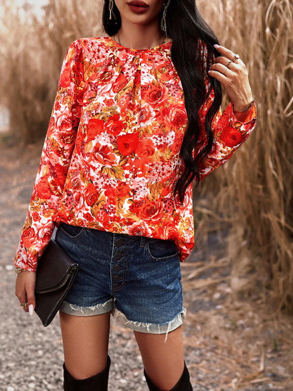 Women's Casual Floral Print Blouse Top