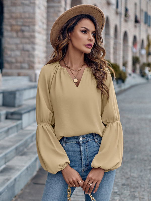 V-neck loose casual autumn and winter women's tops