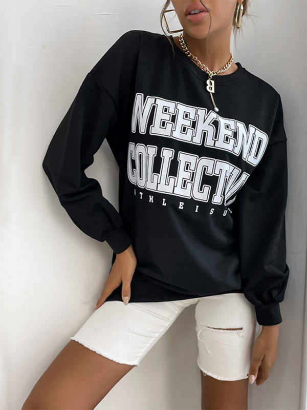 Women Casual Letter Print Hoodie Sweatshirt