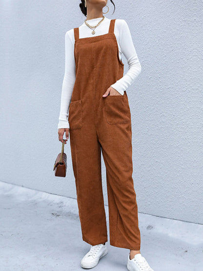 Spring-Summer Casual Knit Pocket Jumpsuit