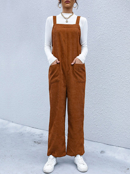 Spring-Summer Casual Knit Pocket Jumpsuit