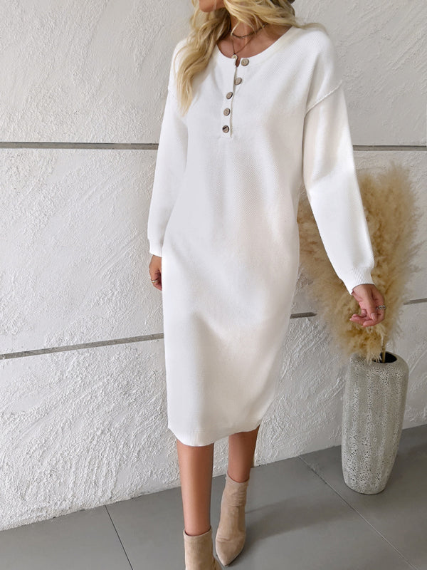 New casual round neck sweater dress