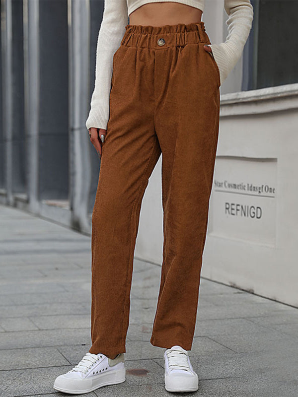 New casual elastic nine-point pants corduroy straight pants