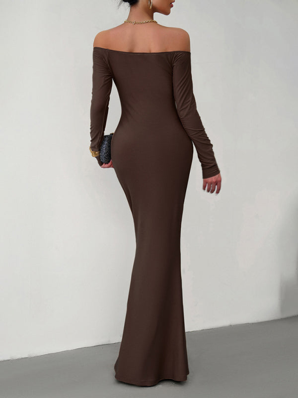 Fashion women's new sexy and elegant slim one-shoulder dress