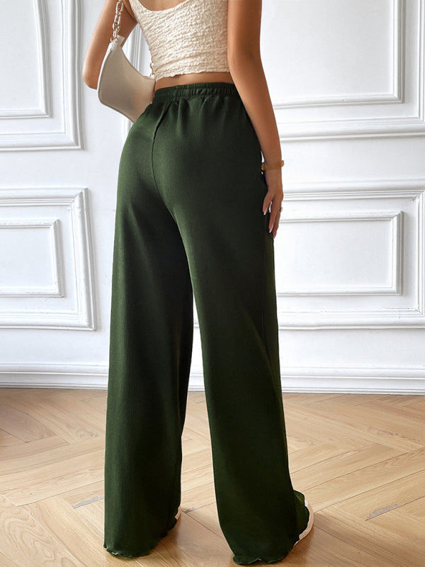 Fashion women's new loose casual solid color wide leg trousers