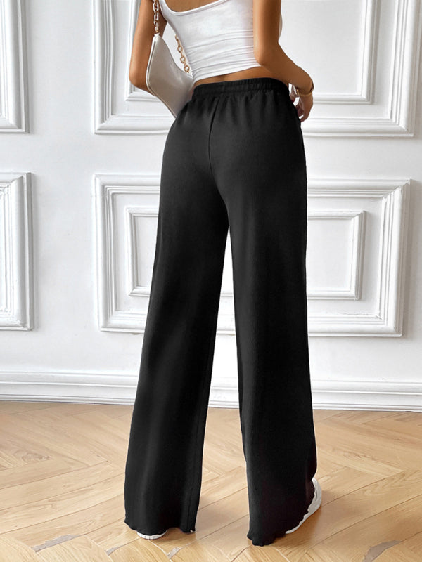 Fashion women's new loose casual solid color wide leg trousers