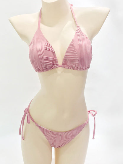 Leisure Knit Dropped Shoulder Bikini for Spring-Summer