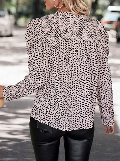 New round neck leopard print long sleeve shirt