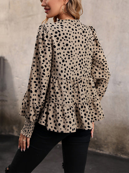 New women's long sleeve leopard print shirt