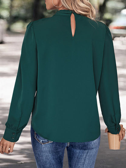 New women's solid color pullover long sleeve shirt