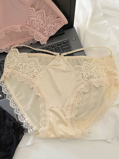 Lace Trim Self Design Women's Panties