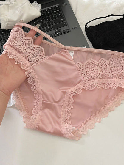 Lace Trim Self Design Women's Panties