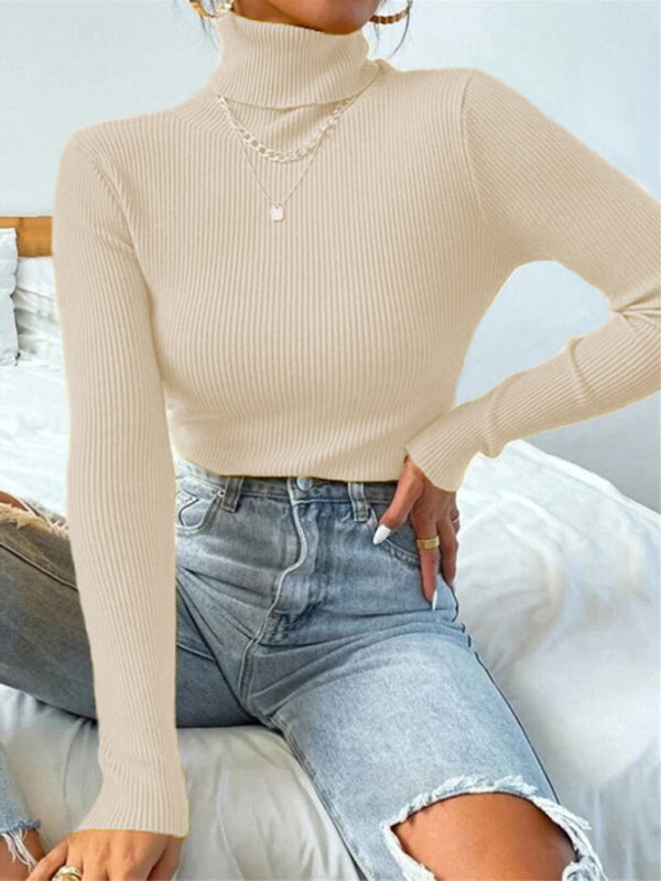 Women's Christmas turtleneck tight knit top