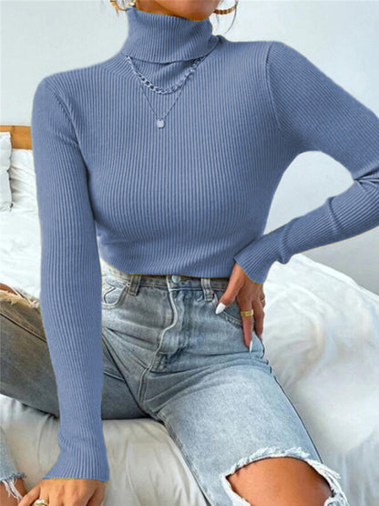 Women's Christmas turtleneck tight knit top