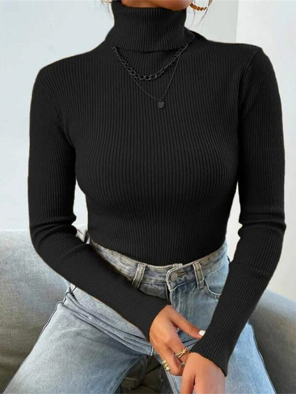 Women's Christmas turtleneck tight knit top