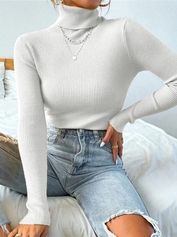 Women's Christmas turtleneck tight knit top