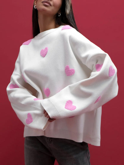 New Women's Valentine's Day Love Round Neck Loose Casual Thickened Sweater