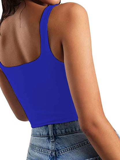 Women's solid color sexy trendy midriff-baring short vest