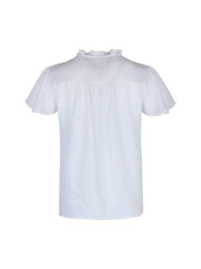 New solid color short sleeve embroidered shirt