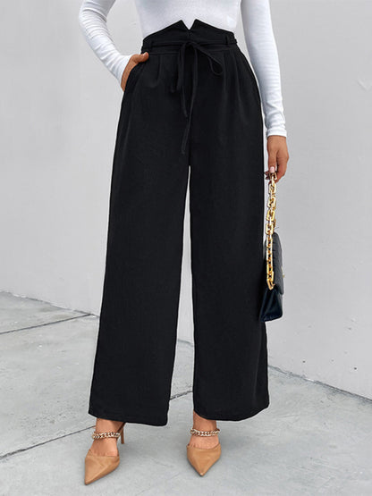 Women's High Waist Loose Fit Wide Leg Trousers