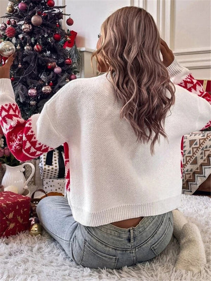 New loose, simple and versatile round neck knitted pullover Christmas sweater