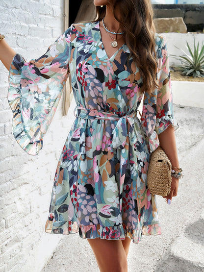 Women's elegant printed strappy dress