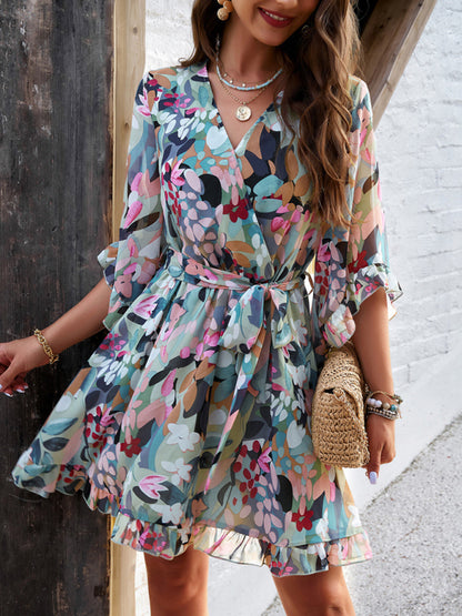 Women's elegant printed strappy dress