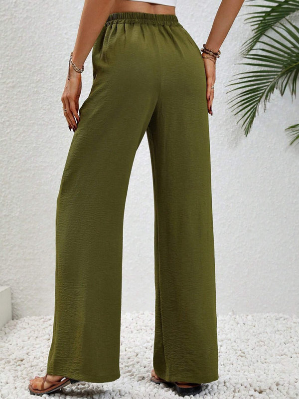 Comfortable casual wide leg pants with elastic waist