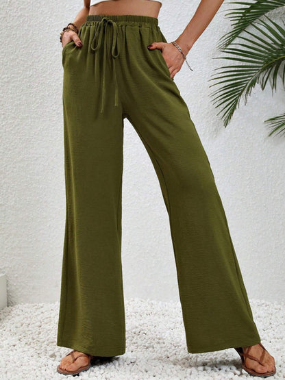 Comfortable casual wide leg pants with elastic waist