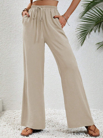 Comfortable casual wide leg pants with elastic waist